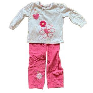 🎉 BABY Q Toddler Girl Flower Top & Pink Pants Set, size 24m